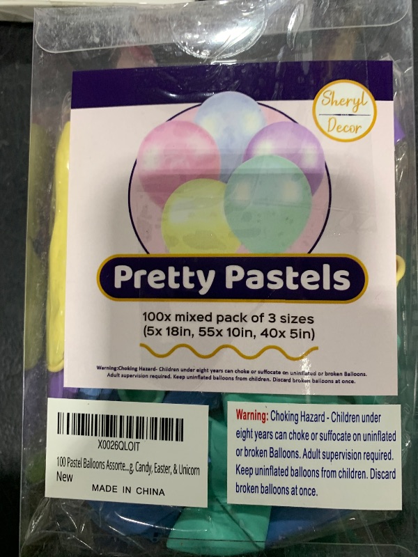 Photo 1 of 100 Pastel Balloons Assorted Colors & Size – Rainbow Birthday Party Decorations – Macaron Balloons in Blue, Purple, Yellow, Green & Pink – Matte Colored Supplies for Spring, Candy, Easter, & Unicorn