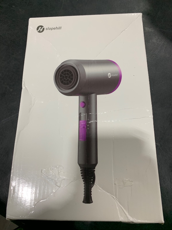 Photo 1 of slopehill Professional Ionic Hair Dryer, Powerful 1800W Fast Drying Low Noise Blow Dryer with 2 Concentrator Nozzle 1 Diffuser Attachments for Home Salon Travel (Lavender)