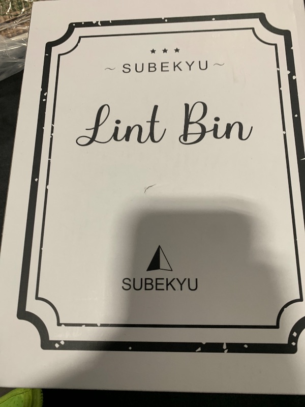 Photo 1 of SUBEKYU Magnetic Lint Bin for Laundry Room, Wall Mounted Metal Lint Box Holder Trash Can with Lid for Dryer,Lint Basket for Laundry Room Organization,White