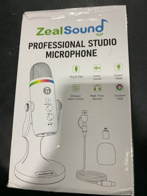 Photo 1 of ZealSound USB Microphone for iPhone,Noise Cancellation Condenser mic with Touch Mute,Gain,Echo,Monitoring,RGB for iPad,PC,Podcast,Streaming,Twitch,YouTube,Discord,Computer,PS4,PS5,Mac,GamerWave K66