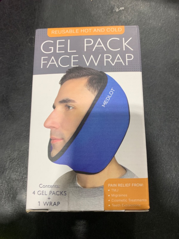 Photo 1 of LotFancy Face Ice Pack Wrap for TMJ, Wisdom Teeth, with 4 Reusable Hot Cold Therapy Gel Packs, Pain Relief for Head, Oral and Facial Surgery, Dental Implants, Blue