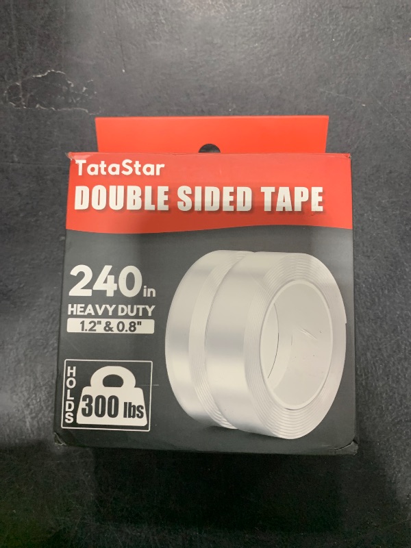 Photo 1 of 2 Rolls Double Sided Tape Heavy Duty - 240" x 1.2" & 0.8" - Removable Nano Tape for Poster Carpet Picture Hanging Strip Rug Wall Outdoor - Clear & Strong Adhesive Multipurpose Mounting Tape - 20 Feet