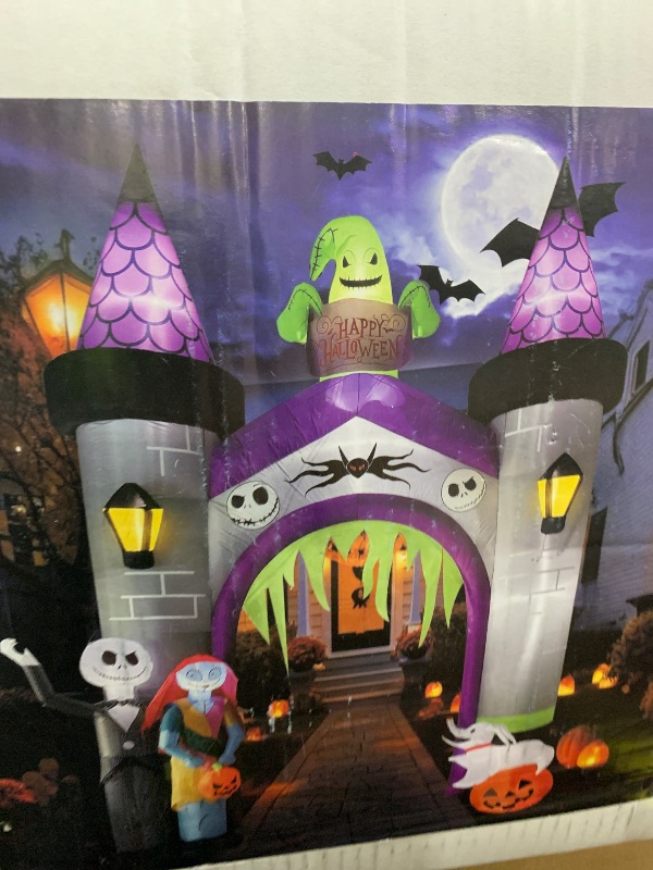 Photo 1 of Inflatable Archway Halloween Outdoor Decoration –12FT Blow Up Arch with LED Light for Yard, Entryway, Haunted House, Pumpkin Tunnel, Witch & Skull Arch (Inflatable Archway Halloween)