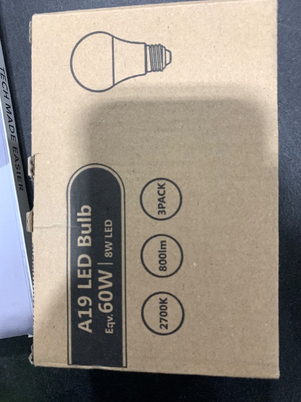Photo 1 of DEGNJU A19 LED Light Bulbs, 60 Watt Equivalent LED Bulbs, Soft White 2700K, 800 Lumens, E26 Standard Base, Non-Dimmable, 8W Warm White LED Bulbs for Bedroom Living Room, 3 Pack