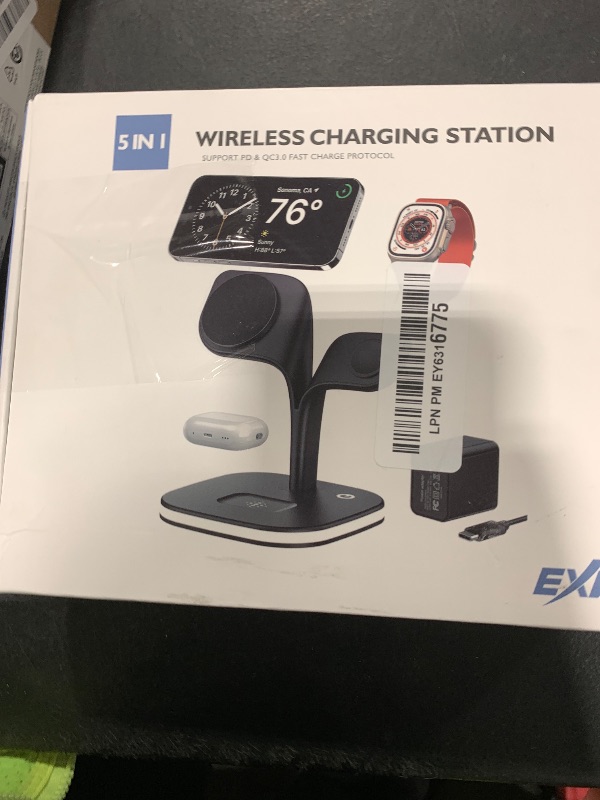 Photo 1 of EXW for Magsafe Charger Stand,Charging Station for Multiple Devices,Wireless Charger for iPhone 17 Air 16 15 14 13 12 Series,Apple Watch Series 1-10/Ultra,AirPods Pro with LED and Adapter (White)