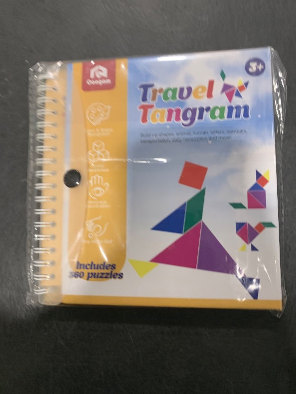 Photo 1 of Coogam Travel Tangram Puzzle - Magnetic Pattern Block Book Road Trip Game Jigsaw Shapes Dissection STEM Games with Solution for Kid Adult Challenge - IQ Educational Toy Gift Brain Teasers 360 Patterns