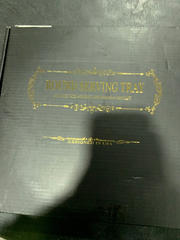 Photo 1 of 10" Small Gold and White Tray, Lightweight Metal Round Vanity Tray for Bathroom, Candle Holder for Living Room Decor