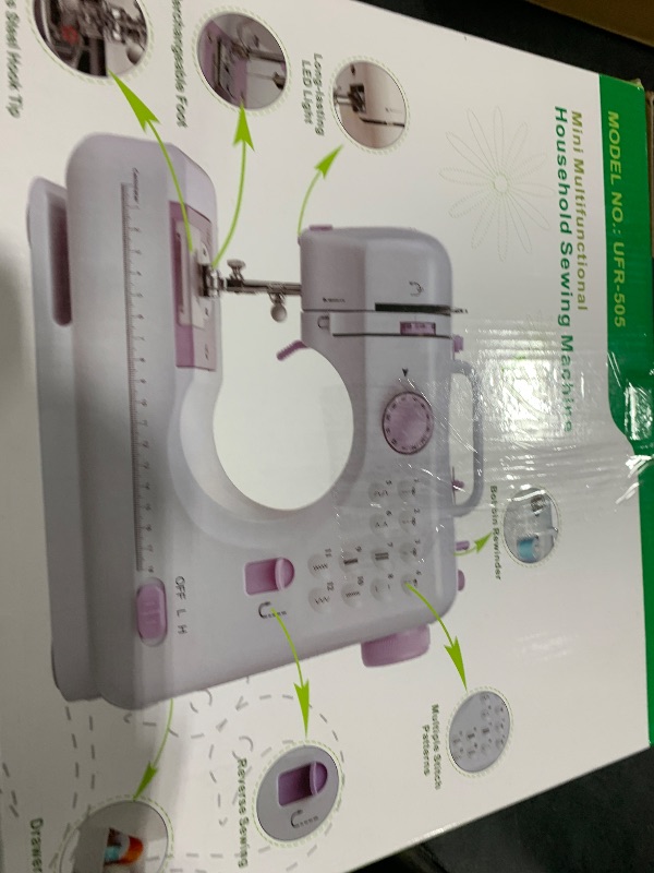 Photo 1 of Sewing Machine for Beginners & Kids, Mini Portable Sewing Machines with 12 Built-in Stitch Patterns, 2-Speed Foot Pedal, Perfect for Teaching Daughter Granddaughter to Sew(with 27 Pieces Sewing Kit)