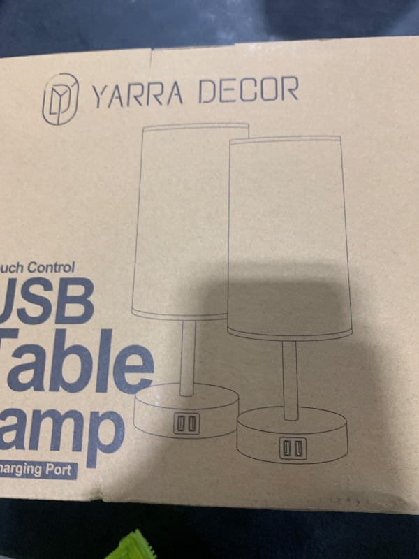 Photo 1 of Yarra-Decor Bedside Lamps with USB Port - Touch Control Table Lamp for Bedroom 3 Way Dimmable Nightstand Lamp Set of 2 with Round Black Fabric Shade for Living Room, Dorm, Home Office (Black, 2 Pack)
