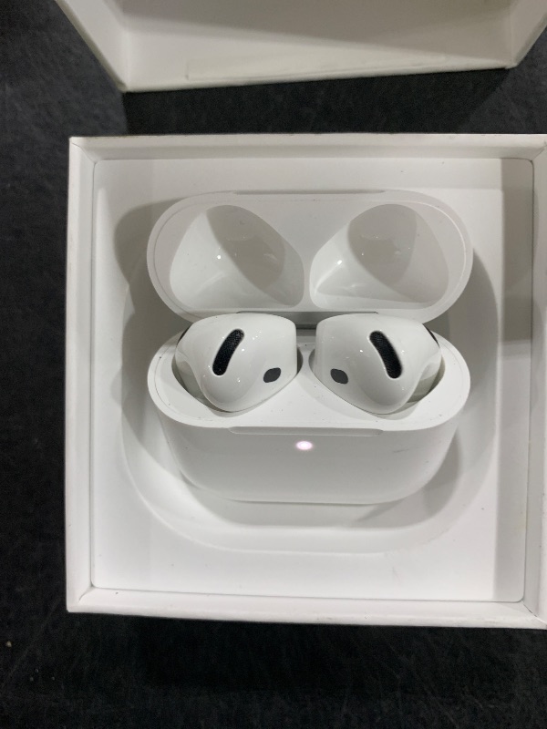 Photo 1 of Apple AirPods 4 Wireless Earbuds, Bluetooth Headphones, Personalized Spatial Audio, Sweat and Water Resistant, USB-C Charging Case, H2 Chip, Up to 30 Hours of Battery Life, Effortless Setup for iPhone