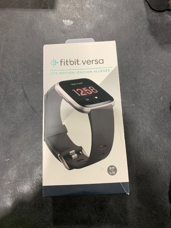 Photo 1 of Fitbit Versa Lite Smartwatch,GPS,Charcoal/Silver Aluminum, One Size (S & L Bands Included)