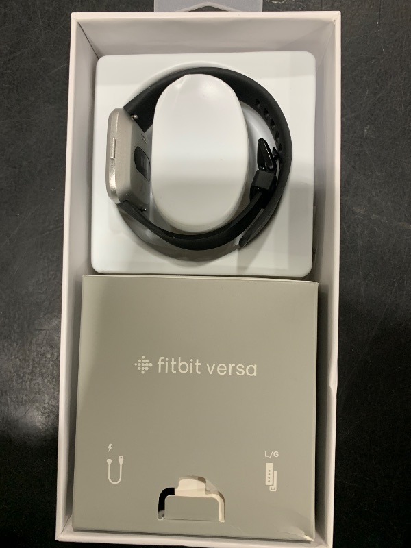 Photo 1 of Fitbit Versa Lite Smartwatch,GPS,Charcoal/Silver Aluminum, One Size (S & L Bands Included)