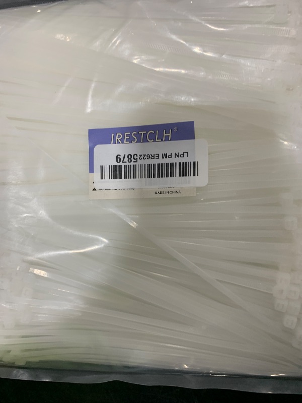 Photo 1 of White Zip Ties 8 Inch (1000 pack) Heavy Duty Self Locking clear Zipties Bulk Tensile Strength 40 Pound Clear Industrial 8" Cable Ties Wraps for Home Office Garden Fence Garage indoor outdoor