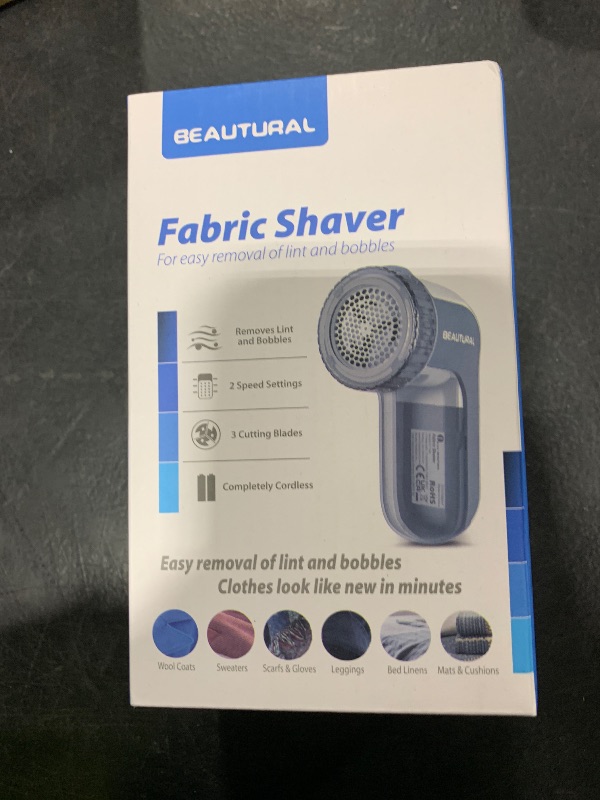 Photo 1 of BEAUTURAL Fabric Shaver and Lint Remover, Sweater Defuzzer with 2-Speeds, 2 Replaceable Stainless Steel Blades, Battery Operated, Remove Clothes Fuzz, Lint Balls, Pills, Bobbles Gray