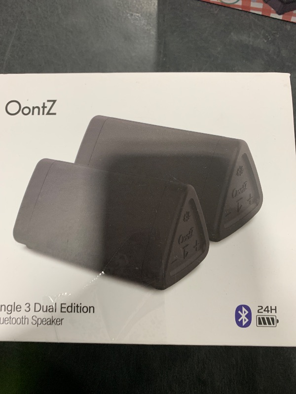 Photo 1 of OontZ Angle 3 Portable Bluetooth Speaker 5.4, 2 Pack - 12W Sound, 24-Hr Battery, 100ft Wireless Range, IPX5 Water-Resistant, Budget-Friendly Small Speaker for Travel, Outdoor & Home (Black)