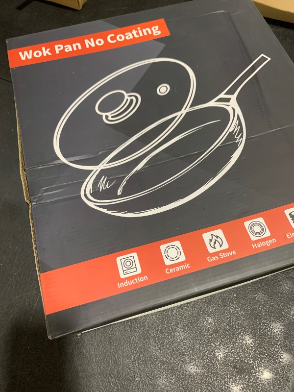 Photo 1 of Todlabe Nonstick Wok, 13-Inch Carbon Steel Wok Pan with Glass Cover, Woks & Stir-Fry Pans for Induction, Electric, Gas, Halogen, All Stoves