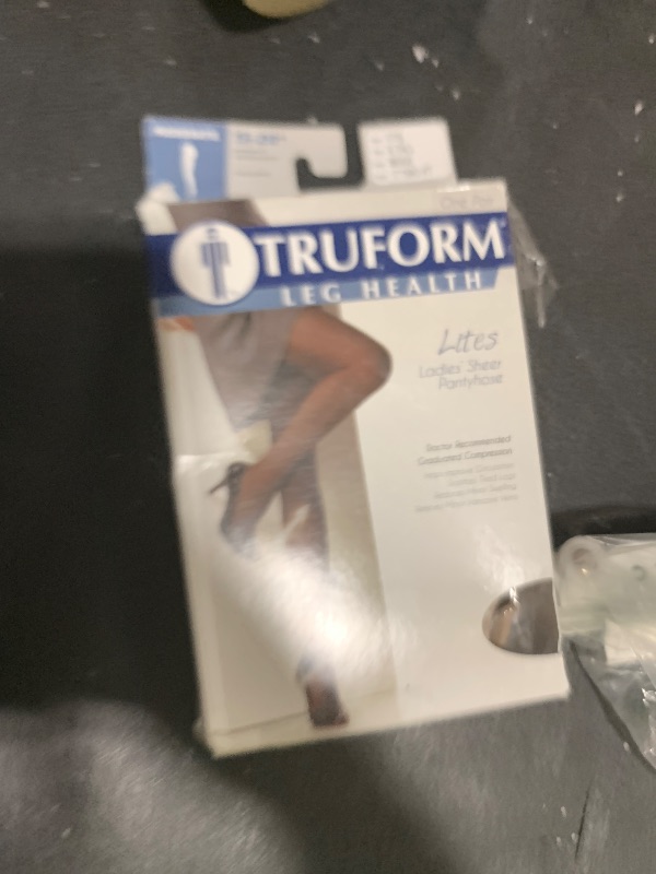 Photo 1 of Truform 15-20 mmHg Compression Pantyhose, Sheer 20 Denier Women's Shaping Tights, Beige, X-Tall