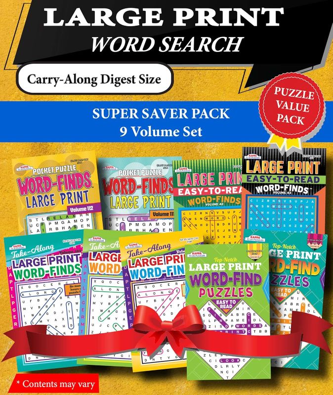 Photo 1 of KAPPA Super Saver LARGE PRINT Word Search Puzzle Pack-Set of 9 Carry-Along Digest Size Books
