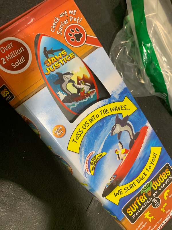 Photo 1 of Surfer Dudes Legends & Surfer Pets Wave Powered Mini-Surfer, Pet and Surfboard Beach Toy - Jaws Justice and Curly
