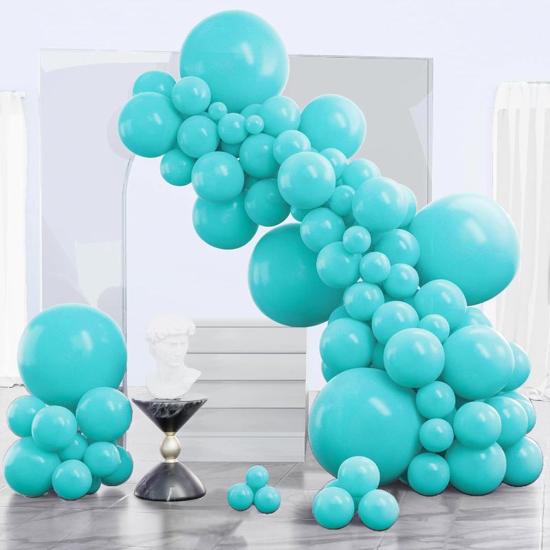 Photo 1 of PartyWoo Teal Balloons, 140 pcs Teal Blue Balloons Different Sizes Pack of 18 Inch 12 Inch 10 Inch 5 Inch Turquoise Balloons for Balloon Garland or Balloon Arch as Birthday Party Decorations, Teal-Y69