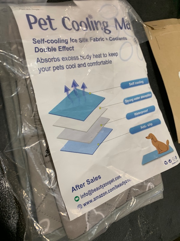 Photo 1 of BEAUTYZOO Upgraded Dog Self Cooling Mat Ice Silk Chill Pads for Small Medium Large Dogs Q-MAX?0.43- Summer Reusable Pet Training Pad - Absorbent Non-Slip Cool Mat for Kennels, Crates, Beds, 22" x 28"