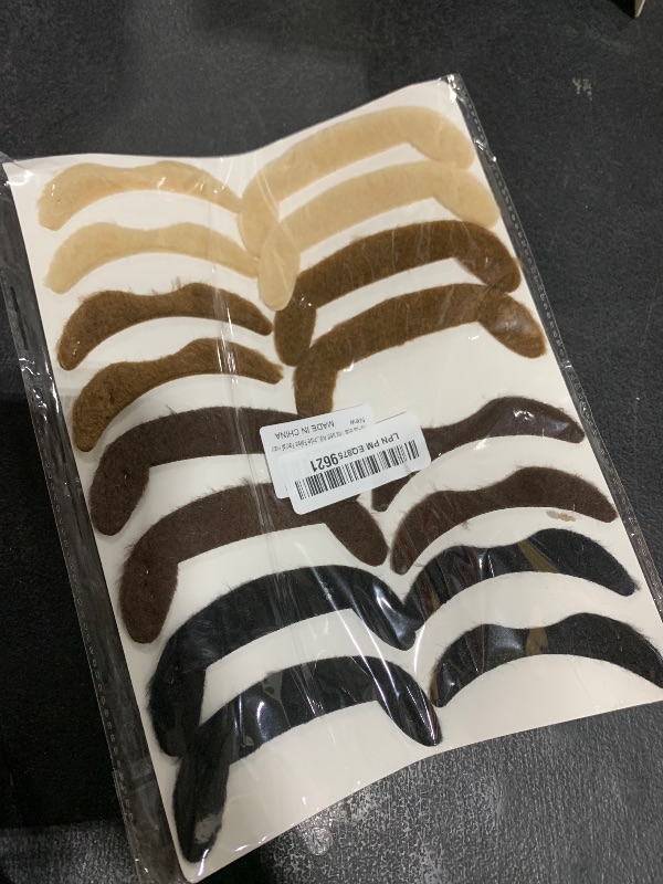 Photo 1 of 16Pcs 60s 70s Self Adhesive Fake Mustache Stick On Men Classic Handlebar Mustache Black Brown Blonde False Facial Hair