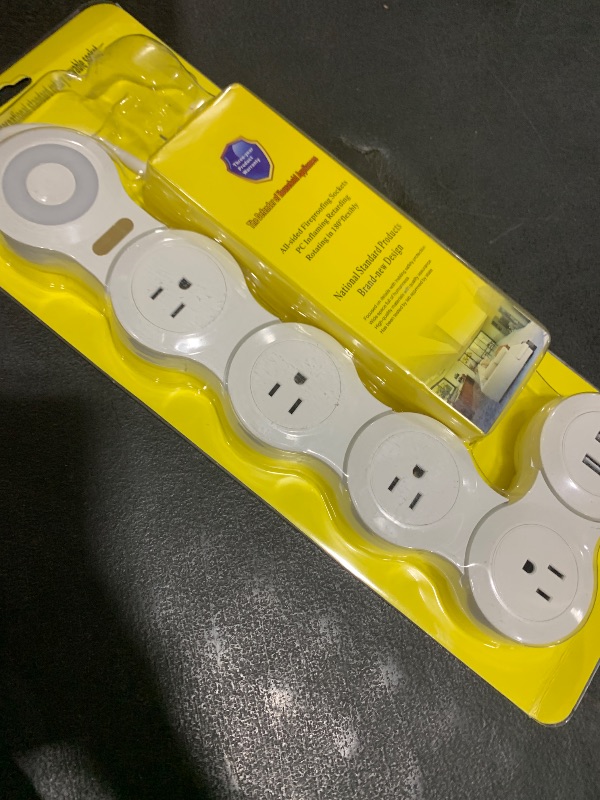 Photo 1 of Flexible Surge Protector Power Strip, 6 Feet Long Cord 4 Outlets 2 USB ?10V/13amp Flat Plug? with Overload Protection Extension Cord,Suitable for Home Office Travel,White