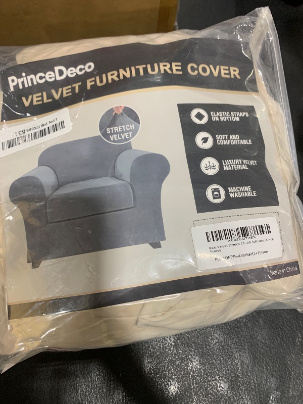 Photo 1 of PrinceDeco Velvet Plush Couch Cover Stretch 2 Piece Chair Cover Chair Slipcover Washable Furniture Protector Couch Soft with Elastic Bottom Armchair Cover Width Up to 49 Inch(Small, Ivory)