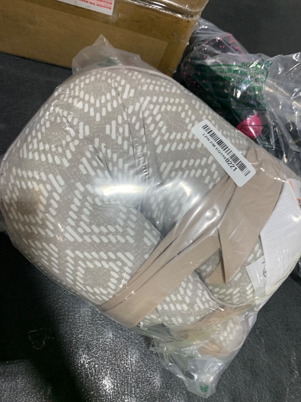 Photo 1 of Boppy Anywhere Travel Nursing Pillow, Latte Rattan, Plus Sized to Petite with Stretch Belt, Portable Nursing Pillow, Breastfeeding and Bottle-Feeding Support, Machine Washable