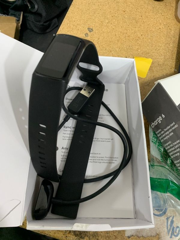 Photo 1 of Fitbit Charge 6 Fitness Tracker with Google apps, Heart Rate on Exercise Equipment, 6-Months Premium Membership Included, GPS, Health Tools and More, Obsidian/Black, One Size (S & L Bands Included)