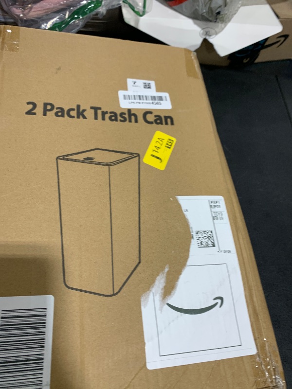 Photo 1 of ITCPRL Bathroom Trash Can with Lid, 2 Pack 4 Gallons/15 Liters Garbage Can with Pop-Up Lid, Small Plastic Trash Can, Slim Trash Bin Waste Basket for Bathroom, Bedroom, Office, Living Room(Black)