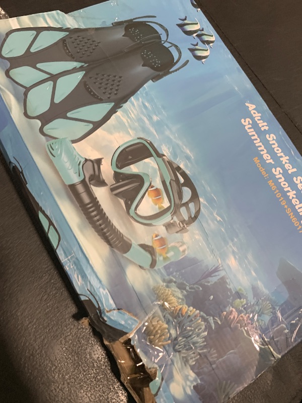 Photo 1 of Ubekezele Snorkeling Gear for Adults Men Women,4 in 1 Snorkel Set with Panoramic View Diving Mask Anti-Fog Anti-Leak,Dry Top Snorkel,Fins and Travel Bag for Swimming,Snorkeling and Travel Diving