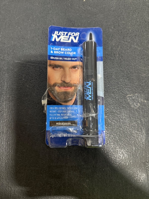 Photo 1 of Just for Men 1-Day Beard & Brow Color, Temporary Color for Beard and Eyebrows, For a Fuller, Well-Defined Look, Up to 30 Applications, Light Brown