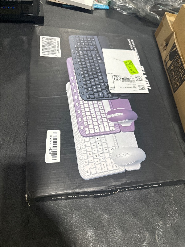 Photo 1 of Wireless Keyboard and Mouse Combo – Ergonomic Wave Key, Built-in Leather Soft Palm Rest, 2.4G Full Size, 8 Hotkeys, 6-Button Mouse with 4-Level DPI, Dual USB-A/USB-C, Windows & macOS Compatible