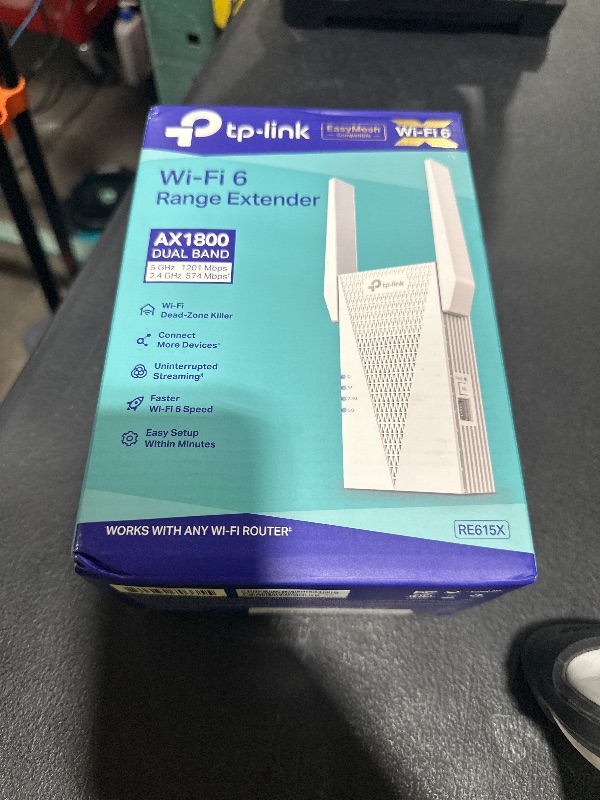 Photo 1 of TP-Link RE615X AX1800 WiFi 6 Range Extender w/Ethernet Port | 1.8G Dual-Band Wireless Repeater Amplifier | Up to 2100 Sq. Ft., 64 Devices | Internet Signal Booster | APP Setup | EasyMesh Compatible