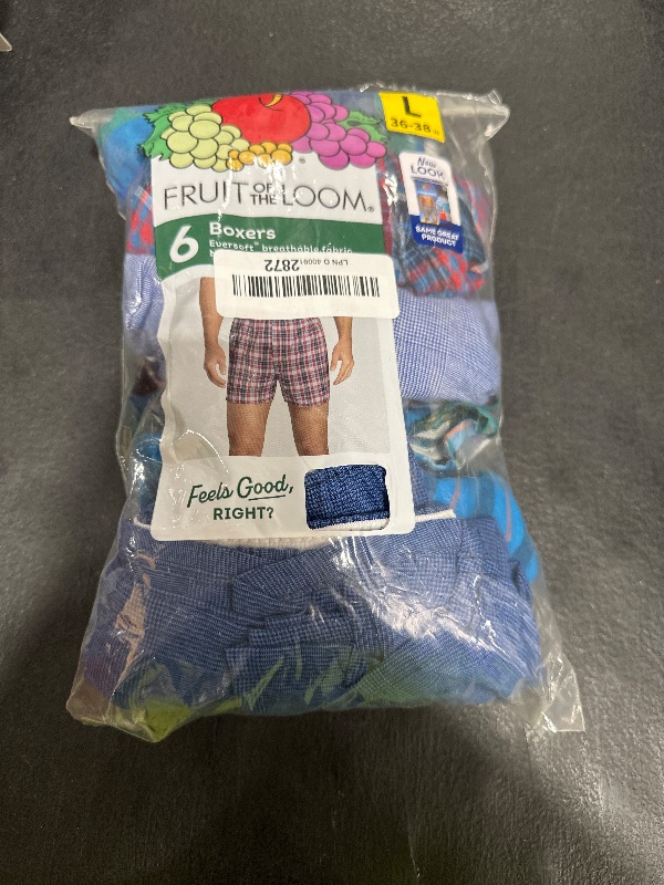 Photo 1 of Fruit of the Loom Men's Tag-Free Boxer Shorts (Knit & Woven), Woven - 6 Pack - Assorted Colors, Large