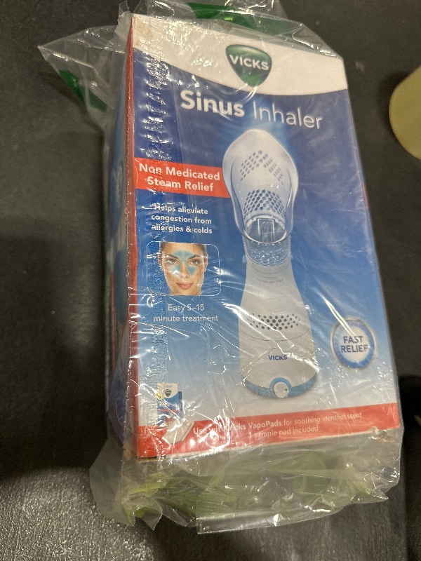 Photo 1 of Vicks Sinus Inhaler - Non-Medicated Steam Relief for Allergies, Congestion, Cough & Colds, Vocal Steamer, Soothes Nasal & Throat Passages, Works with VapoPads (1 Included)