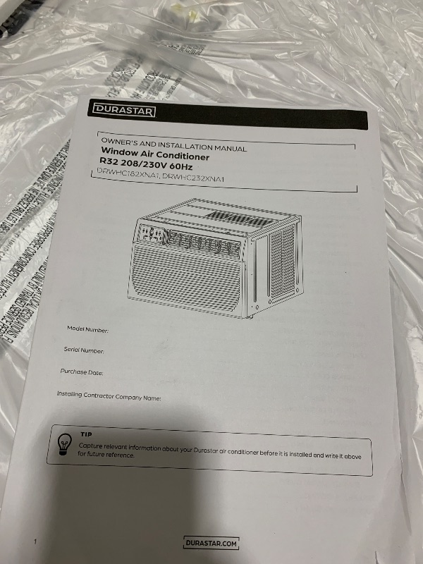 Photo 1 of Durastar DRWHC182XNA1 18,800 BTU 230V Window Air Conditioner with 16000 BTU Supplemental Heating and Remote Control - White