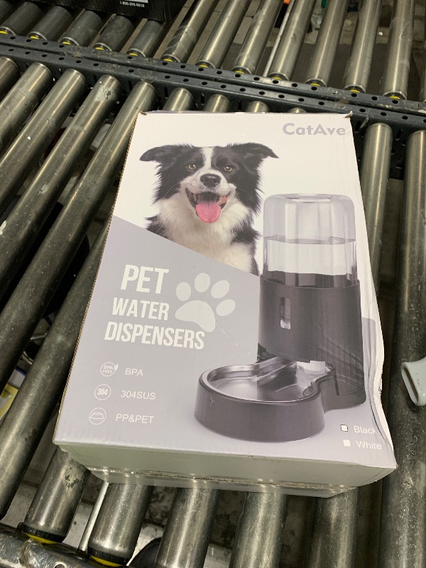 Photo 1 of 7L Automatic Dog Water Dispenser Bowl, Gravity Pet Water Dispenser with Stainless Steel Bowl, No Spilling Large Capacity Water Feeder for Dogs Cats (7L Without Filter Black)