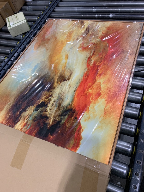 Photo 1 of YYYYHPP WKYP0262 Abstract Wall Art Orange Flow Canvas Wall Art Wood Framed Canvas Prints Painting Pictures Ready to Hang for Living Room Bedroom Kitchen Home and Office Wall Decor
