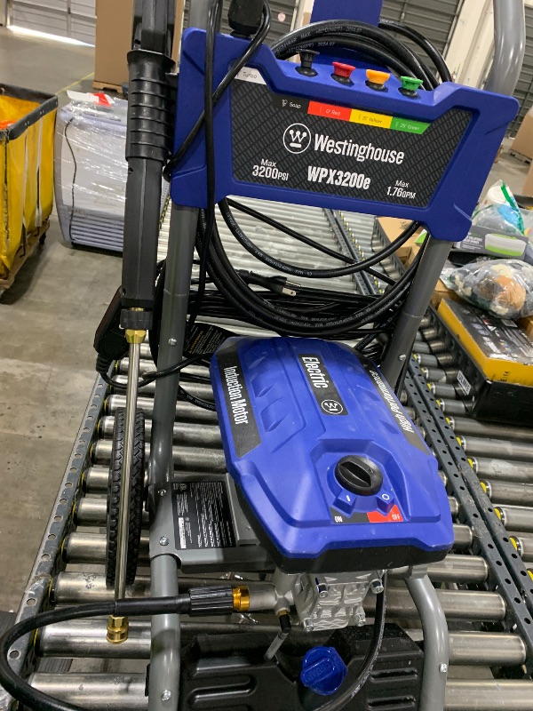 Photo 1 of  Westinghouse WPX3200e Electric Pressure Washer, 3200 PSI and 1.76 Max GPM, Induction Motor, Onboard Soap Tank, Spray Gun and Wand, 5 Nozzle Set, for Cars/Fences/Driveways/Homes/Patios/Furniture, Blue 