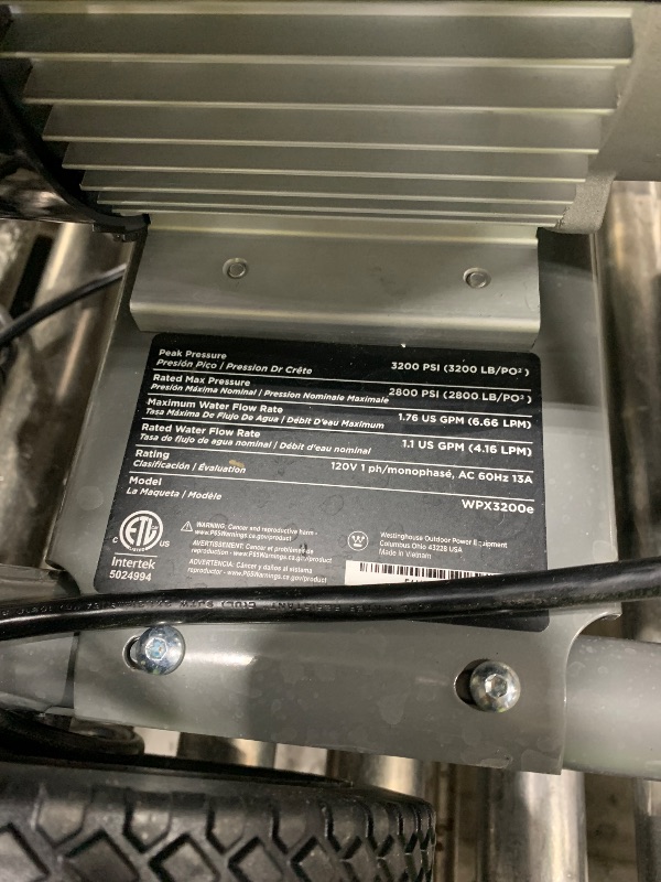 Photo 1 of  Westinghouse WPX3200e Electric Pressure Washer, 3200 PSI and 1.76 Max GPM, Induction Motor, Onboard Soap Tank, Spray Gun and Wand, 5 Nozzle Set, for Cars/Fences/Driveways/Homes/Patios/Furniture, Blue 