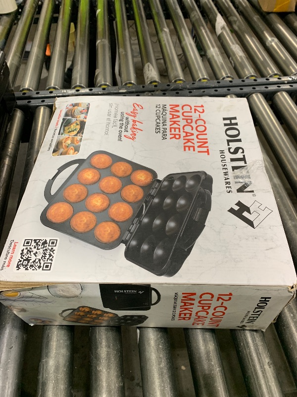 Photo 1 of Holstein Housewares Non-Stick 12-Count Electric Cupcake Maker Machine – Bakes 12 Cupcakes, Muffins, Pizza Cups, Cinnamon Buns – Perfect for Gifts, Birthdays, Holidays, or Bake Sales, Black