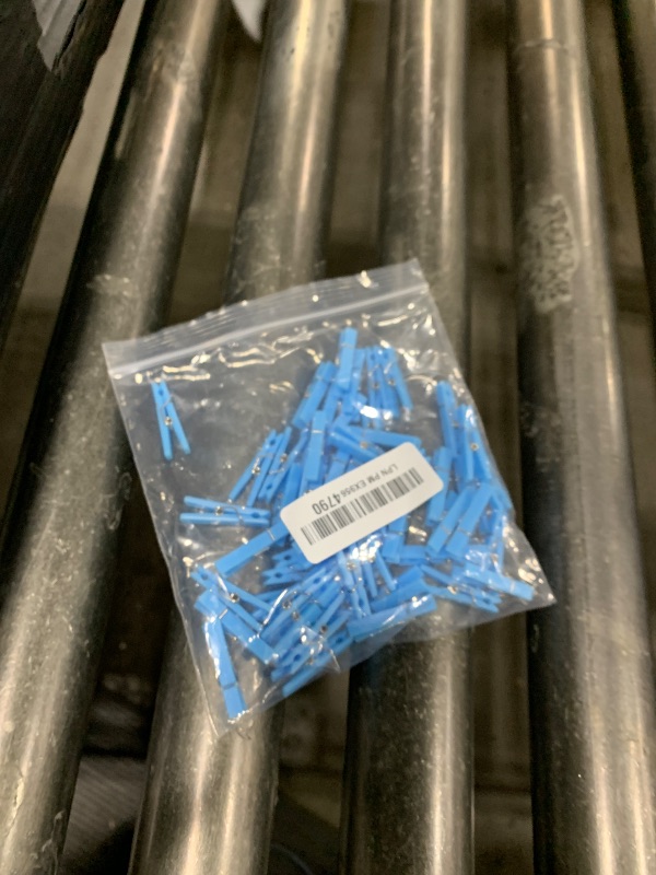 Photo 1 of 100PCS Baby Shower Clothespins Games Boy Plastic Clothes Pin with Storage Bag Mini Blue Pin Bulk 1.4 inch for Party Decorations, DIY Crafts