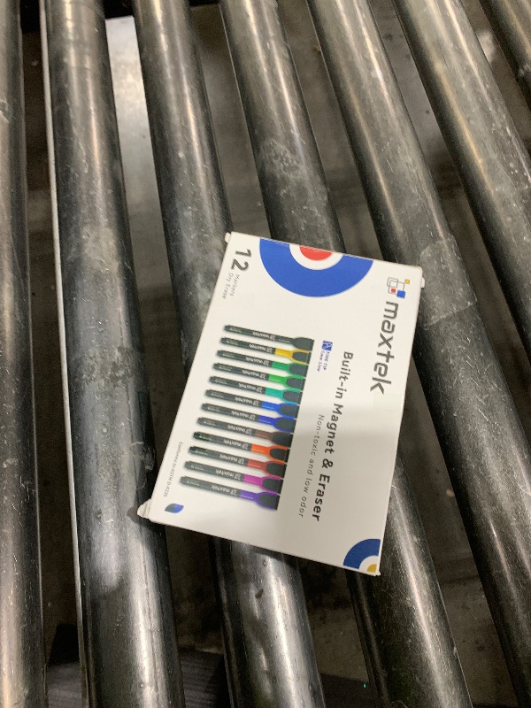 Photo 1 of maxtek Magnetic Whiteboard Markers - 12 Count Colorful Fine Tip Dry Erase Markers with Eraser for Kids, Low Odor Thin Markers for Calendar Boards