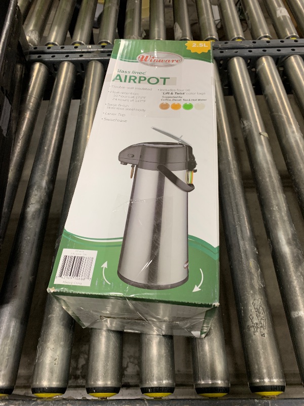 Photo 1 of Winco Glass Lined Airpot, 2.5-Liter, Lever Top