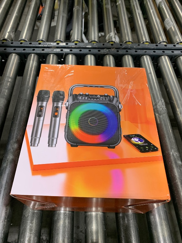 Photo 1 of Karaoke Machine, Portable Bluetooth Speaker with 2 Wireless Microphones for Adults & Kids with Lights, Karaoke Microphone with PA System Supports USB/TF/REC/FM/AUX for Home Party Home System Packages