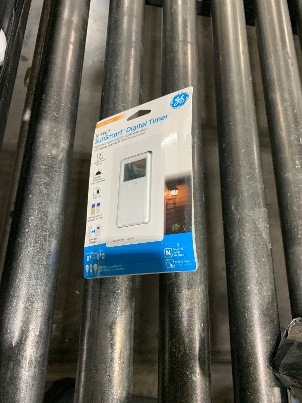 Photo 1 of GE SunSmart Digital In-Wall Timer - Daily ON/OFF Times, Programmable Settings, Sunset/Sunrise Presets, Vacation Security - White & Almond Light, Fan, Heater Switch - 32787