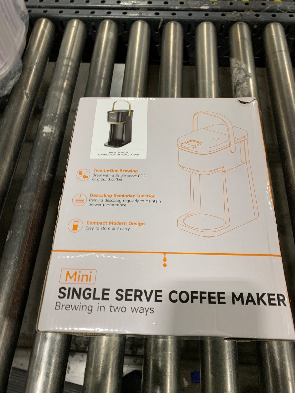 Photo 1 of Tastyle Single Serve One Cup Coffee Maker, for K Cups and Grounds, Mini Coffee Maker with Portable Handle, 6 to 12 Oz Brew Size, for Travel, Camping, Office, RV and Dorm, 120V, Black and Gold