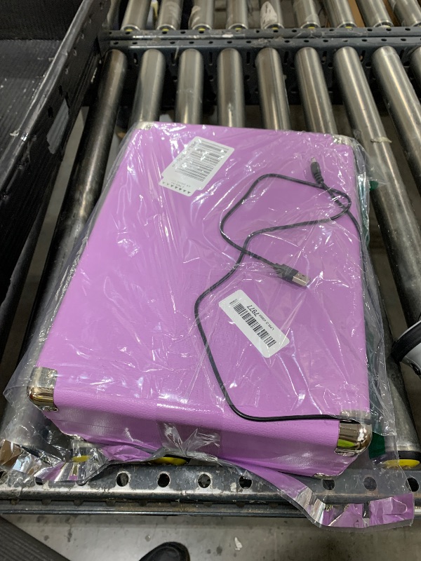 Photo 1 of JORLAI Record Player 3 Speed Vinyl with Bluetooth Vintage Turntable Built in Battery Portable Suitcase Support Aux in RCA Line Out Headphone Jack Purple